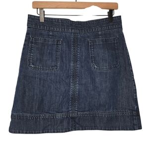 Boden Womens Dark Wash Patch Pocket Zip Denim Jean Skirt Size 8